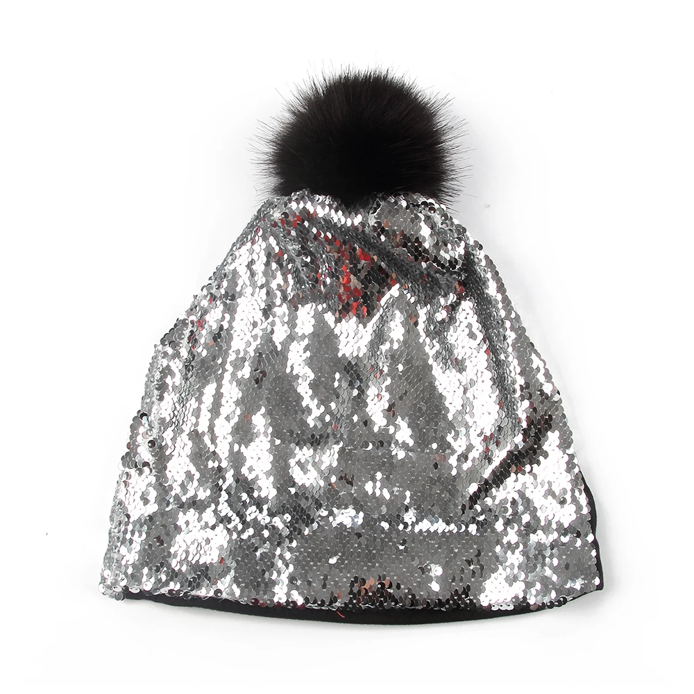 Новинка мужские весенние меховые шапочки Winfox с помпоном черного золотого