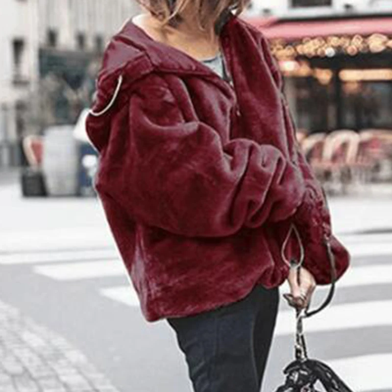 Осенняя толстовка с толстым верхом Женская длинным рукавом мягкая теплая на