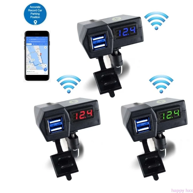 Водонепроницаемый 12 В мотоцикл двойной порт USB зарядное устройство светодиодный вольтметр с gps позиционирования