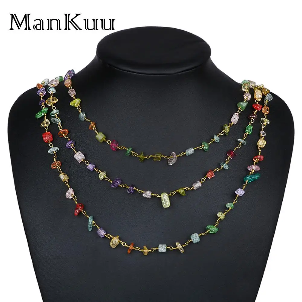 Цепочка из бусин с радужными кристаллами 5 м/лот|jewelry findings|chain jewelry findingsbrass wire |