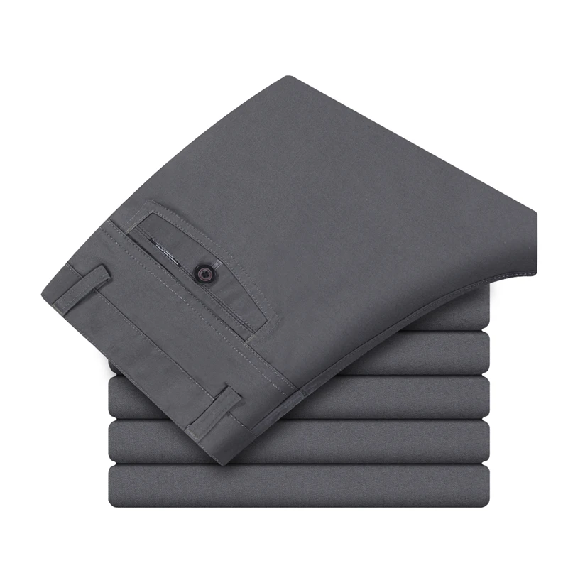 High Quality New Arrival Men's Fashion Slim Fit Clothes Men Solid Color Suit Pants Non-Iron Business Formal Casual Trousers | Мужская