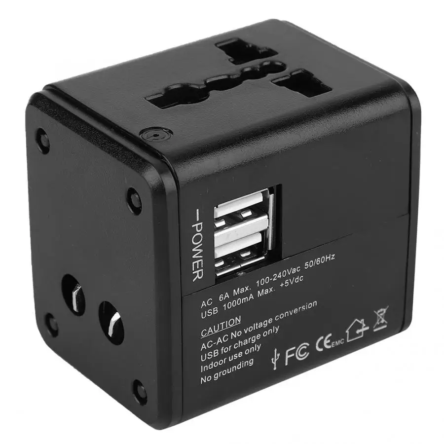AC 110 ~ 250 В к DC5V 6A 1500 Вт многофункциональный двойной USB глобальная вилка конвертер