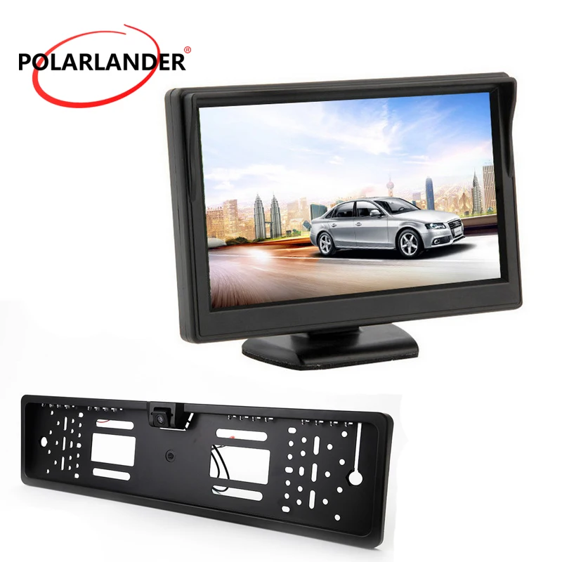 

Wireless Transmitter LED 5 Inch TFT Car Monitor European License Plate Parking Monitor Reversing Camera Silver/Black HD Desktop