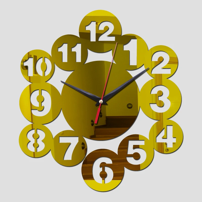 top fashion new wall clock clocks acrylic horloge modern design home decoration mirror stickers quartz multi slice set|clock clock|living