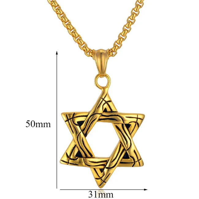 XL769 Gold Color Религиозная Магическая Звезда Давида, подвески, ожерелье золотого цвета из нержавеющей стали, ожерелье с гексаграммой для женщин/мужчин, иудейские ювелирные изделия - Окраска металла: XL769 Gold Color