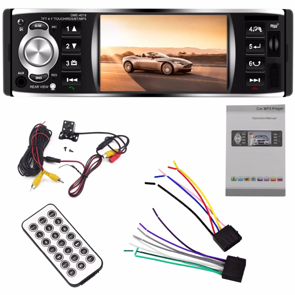 1 Din Автомобильная Радио 4 &quotTFT сенсорный экран аудио стерео USB FM RDS Bluetooth Камера
