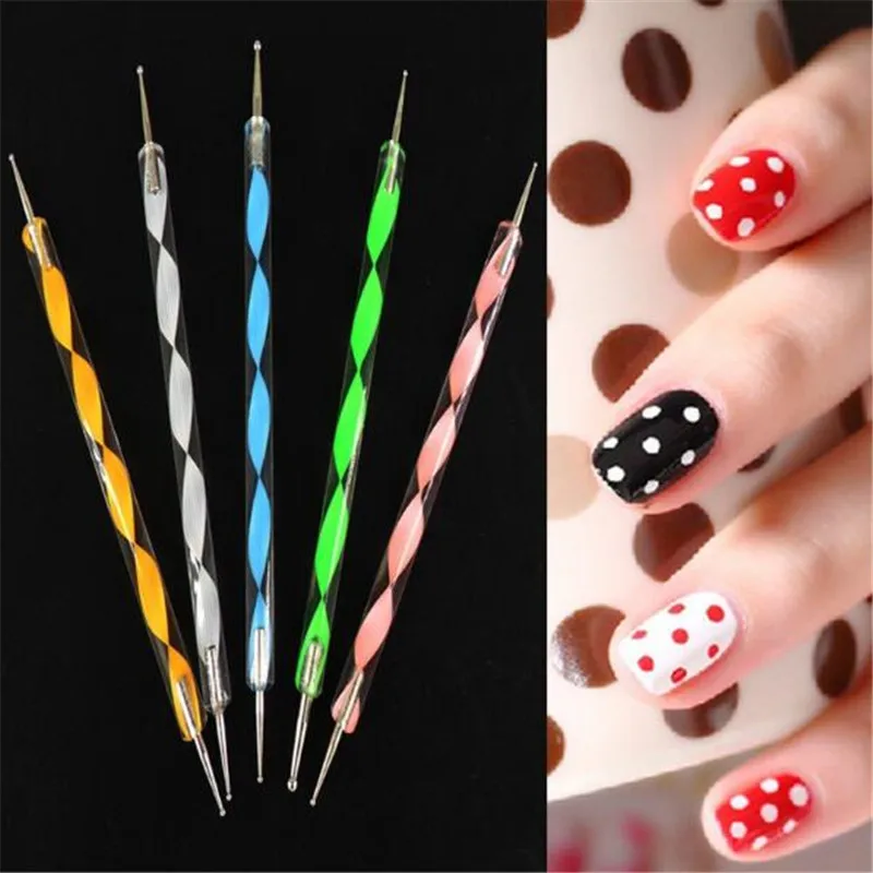 Горячая Nail Pen расставить Набор Nail Art практичный инструмент в горошек Комплект Акриловые Ручки Dotter 5 шт набор точек для маникюра аппликатор для стразов
