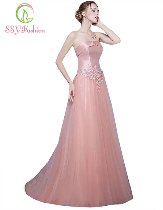 Ssyfashion сексуальное вечернее платье без бретелек в Карамельный цвет с цветком и