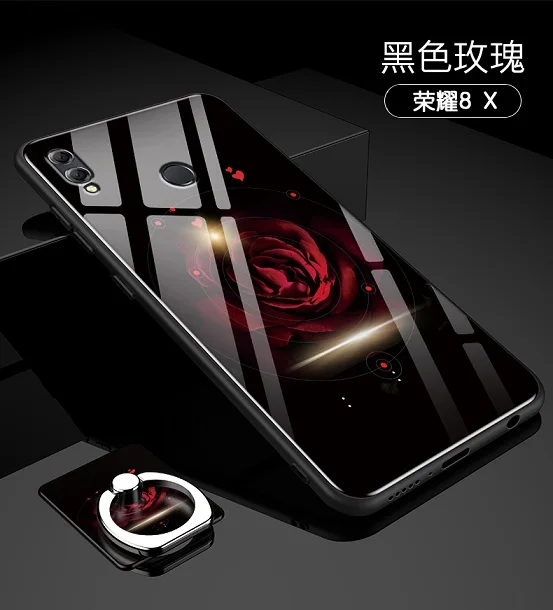Fundas Huawei honor 8X Gradient Tempered Glass Case for coque Cover case Silicone Shell |