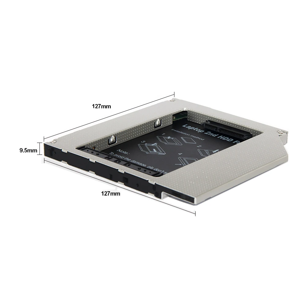

Sunvalley High quality 2nd hdd caddy IDE to SATA 9.5mm Exchange DVD Driver Case For Laptop Universal Aluminum