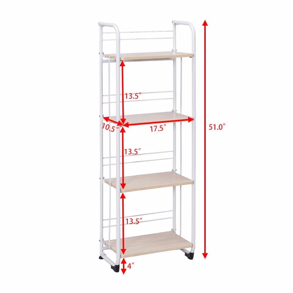 

Giantex Set of 2 Folding Shelves Organization 3/4 tier Storage Utility Standing Rack Modern furniture HW56265+HW56266