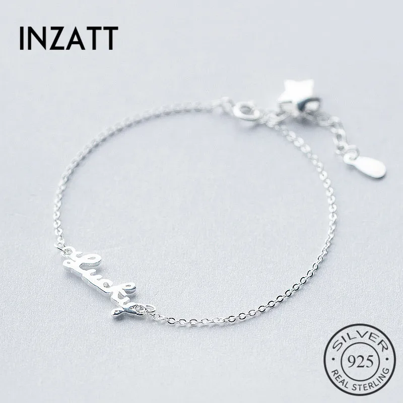 Браслет INZATT с романтической надписью LUCKLY звезда модные ювелирные изделия для
