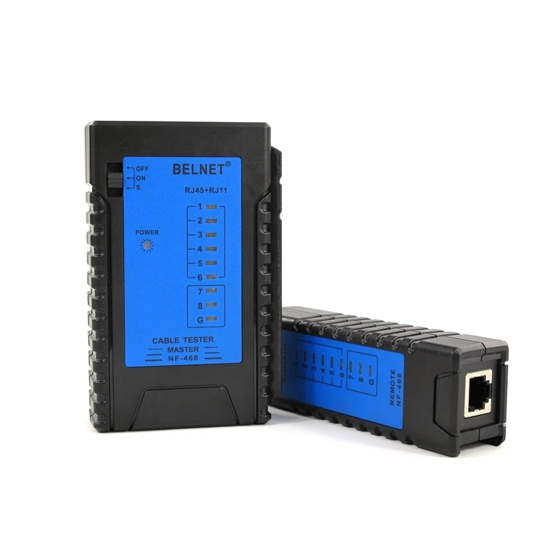 BELNET RJ45 8P8C network cable tester RJ11 6P4C 2C telephone line detection Clear Indicator light Ergonomic anti skid design|network tester|cable