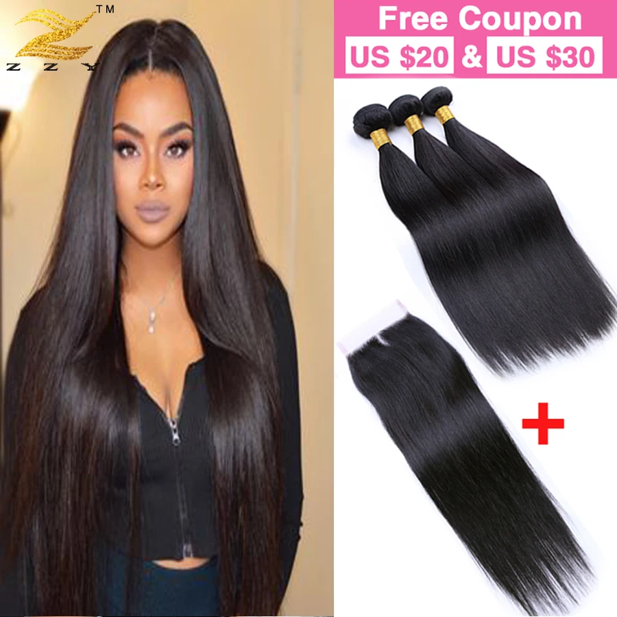 Малайзийский Прямые Волосы с Закрытия Малайзийские Виргинские 3 Связки