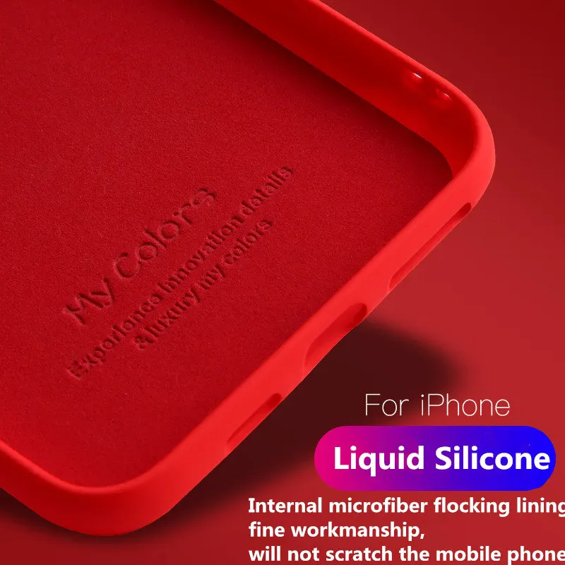Liquid Silicone Case for iPhone 7 7plus 8 6 6s Xs Max Gel Rubber Phone Cover Protective XR X XS Coque | Мобильные телефоны и