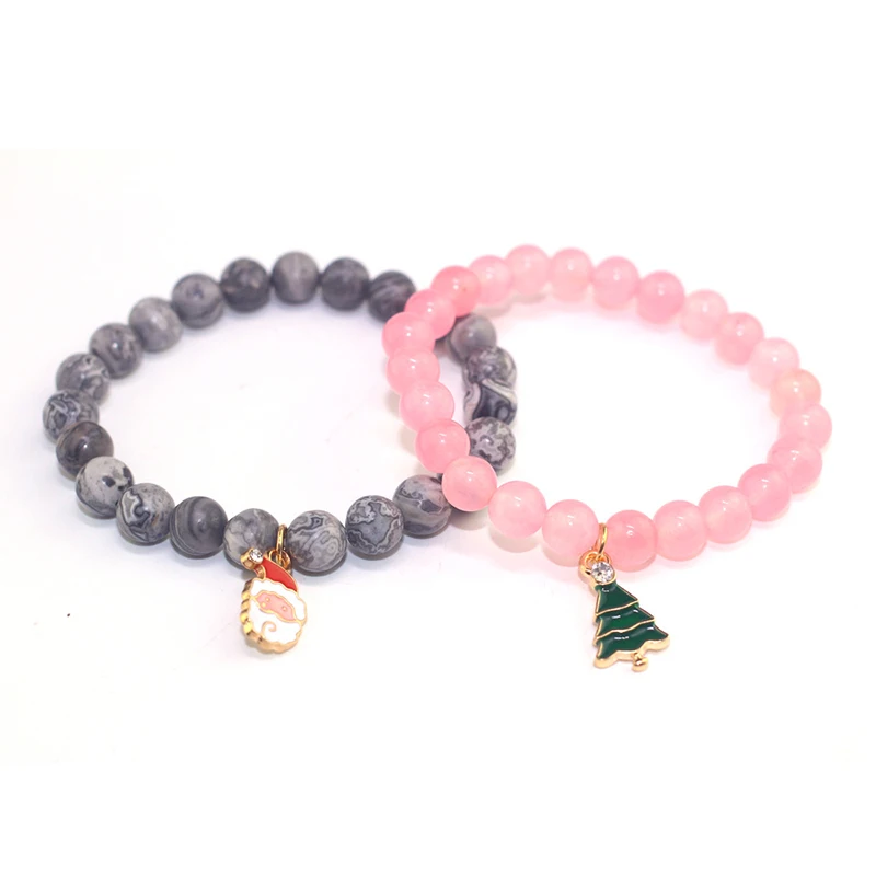 Карта каменная пудра браслет комбинация бисерный Пара Санта Клаус