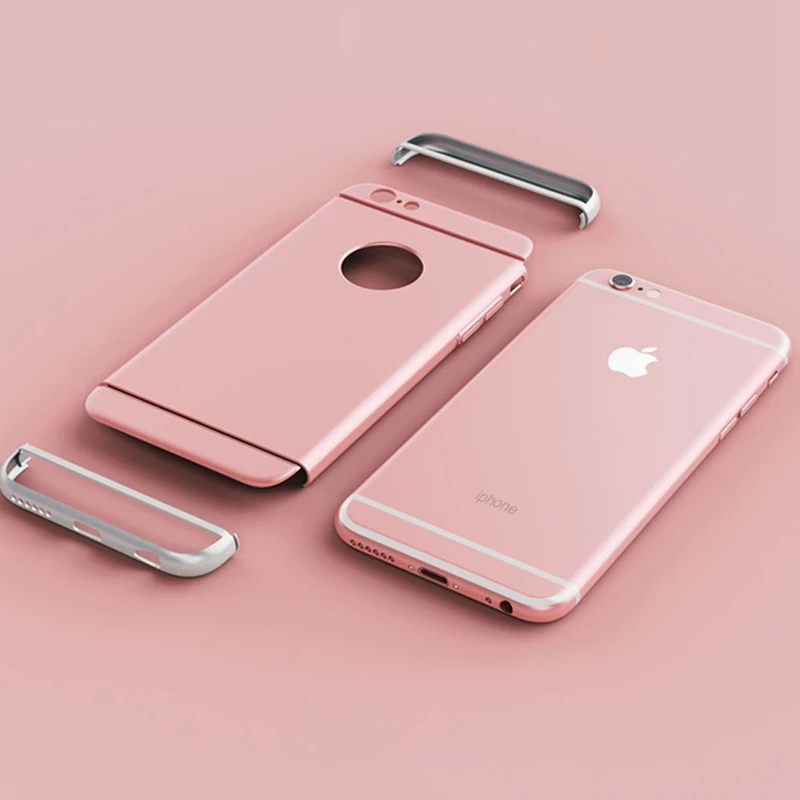 Fashion Anti-Knock 3 in 1 Hard PC Case For iPhone 5 5S Luxury Rose Gold Cover SE 6 6S Plus Matte Skin Slim Funda Capa |