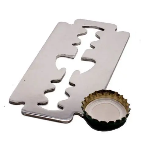 

High quality Razor Blade Shaped Metal Beer Bottle Opener Stainless Steel Gift cheap custom steel cut out bottle openers