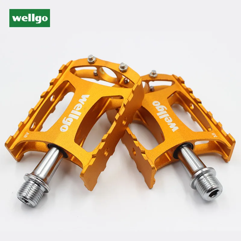 M079-Gold Wellgo M079 педали для велосипеда mtb горный велосипед педали из сплава DU герметичные подшипники CrMo axis сверхлегкие 238 г велосипедные BMX запчасти для велосипеда - Цвет: M079-Gold