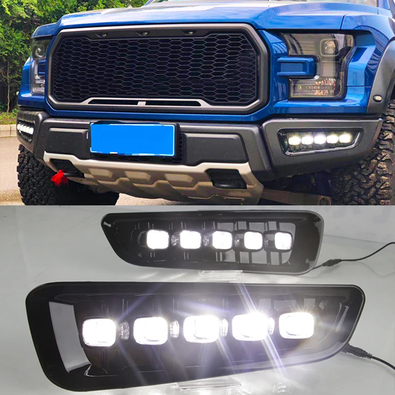 Hlxg 2 шт. светодиодный Габаритные огни для Ford Raptor F150 2017 2018 DRL 12 V 9 14 указатели