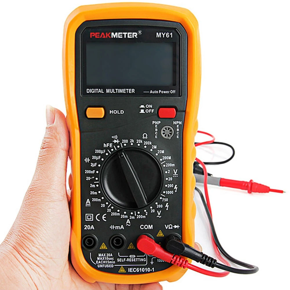 Анализаторы peakmeter MY61 DMM Цифровой мультиметр конденсатор AD/DC Транзистор тестер