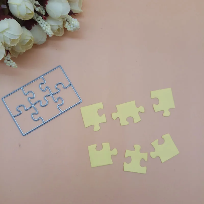 Metal cutting die Rectangle puzzle Jigsaw Cut Dies Stencils For DIY Scrapbooking Card Album Photo Decoration | Дом и сад
