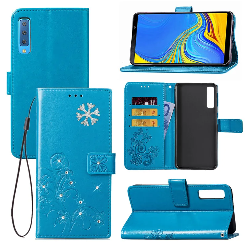 Мягкий кожаный чехол кошелек с откидной крышкой для Samsung Galaxy A7 2018 SM A750F A6 A8 Plus J2 Core A3