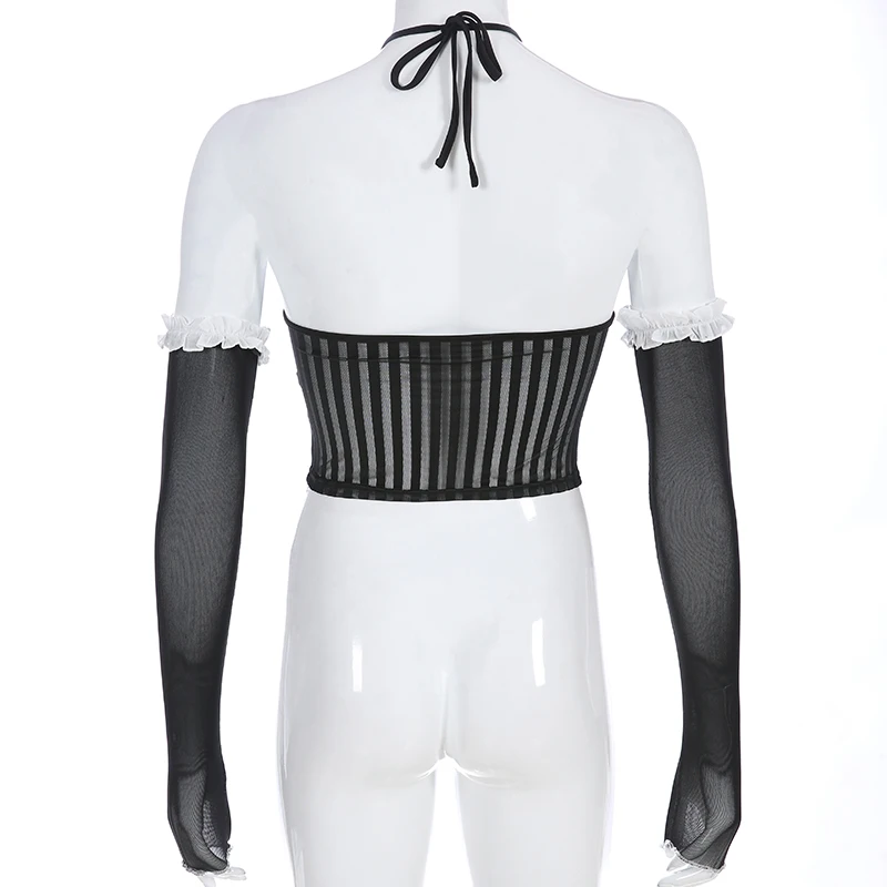 Сексуальная Прозрачная майка Weekeep женская черная укороченный топ на бретельках