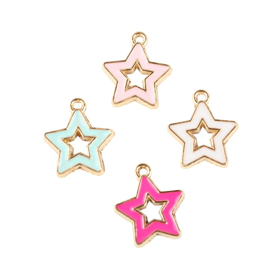 

Diy Jewelry Bows Material Wholesale 100pcs 14*15mm Hallow Out Style Star Shape Bracelet Necklace Earring Charm Pendants.