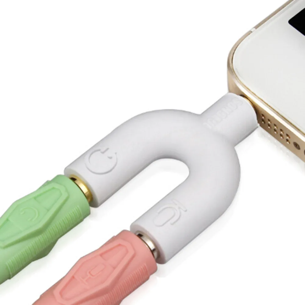 New 2 in 1 Swivel Connector For Computer Mobile Phone PC Adapter U Type Dual 3.5 MM Headphone Plug Audio Cables Splitter Mic |