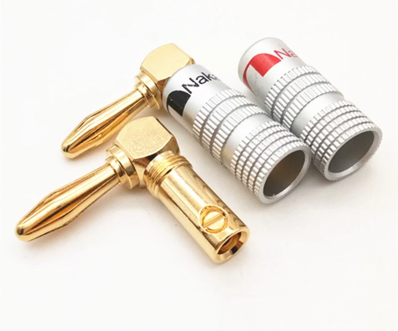 8PCS Nakamichi Banana Plugs 4mm Right Angle Gold Plated Musical Speaker Plug Connectors For HiFi | Компьютеры и офис