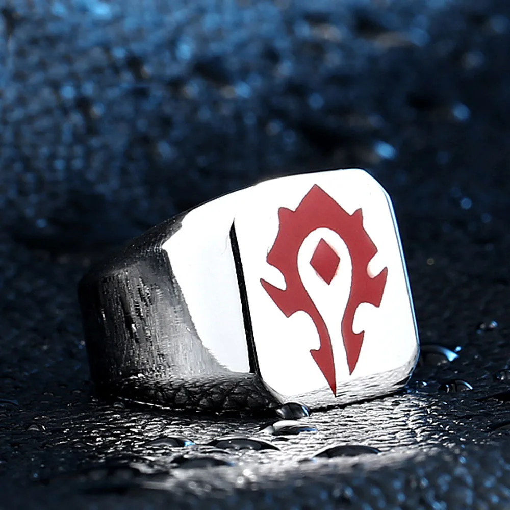 Для Орды кольца WOW Орда баннеры кольцо титановая сталь серебро дропшиппинг SP134 |