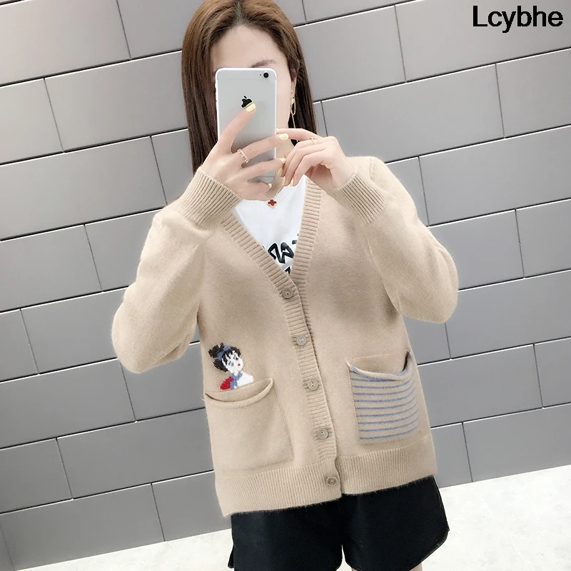 Женский свитер куртка весна и осень 2019 новый стиль короткая Корейская версия