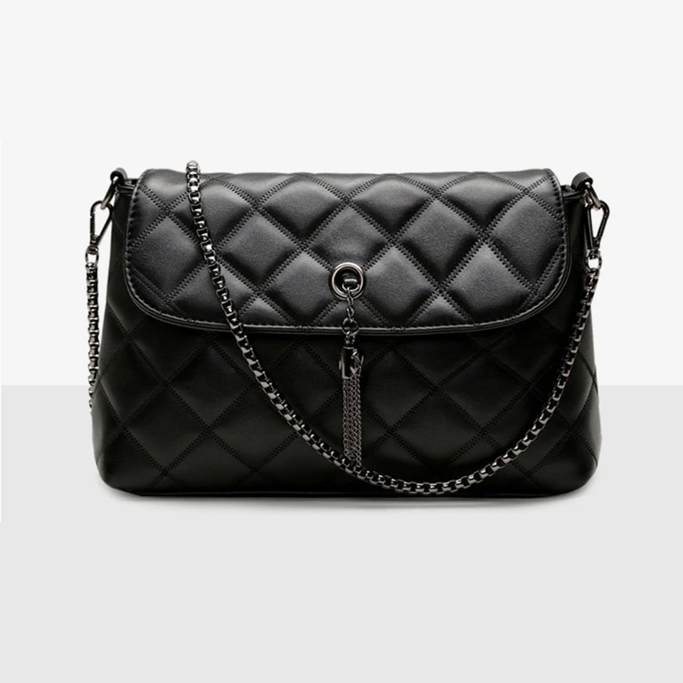 Сумочка Черный дамы кисточкой Crossbody сумка PU женская на молнии сцепления сумки для