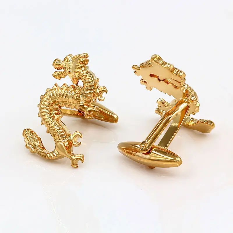 Gold Dragon Kemstone Новинка черепаха с животными/медведь/акула/Невеста дизайнерские запонки Мужская рубашка костюм платье Вечерние запонки бижутерия подарок - Окраска металла: Gold Dragon