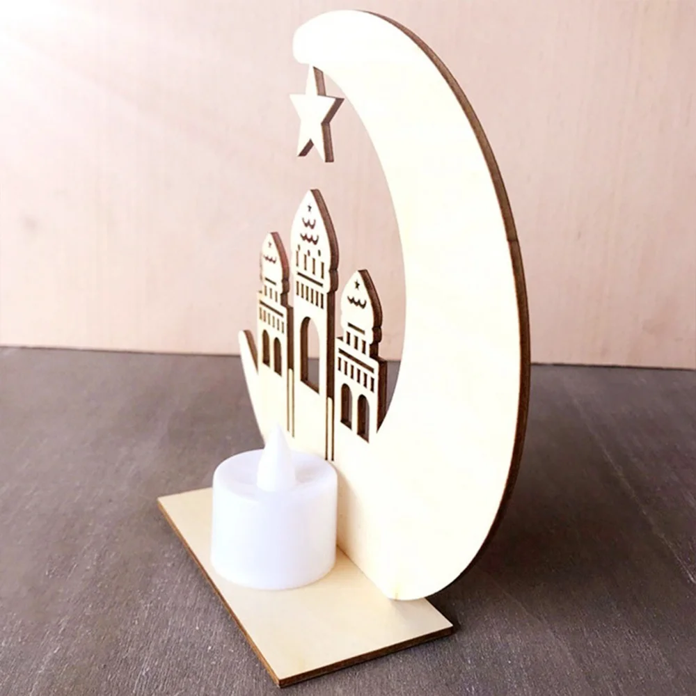 Рамадан деревянный Eid лампа СВЕТОДИОДНЫЙ Tealight фестиваль Набор для изготовления