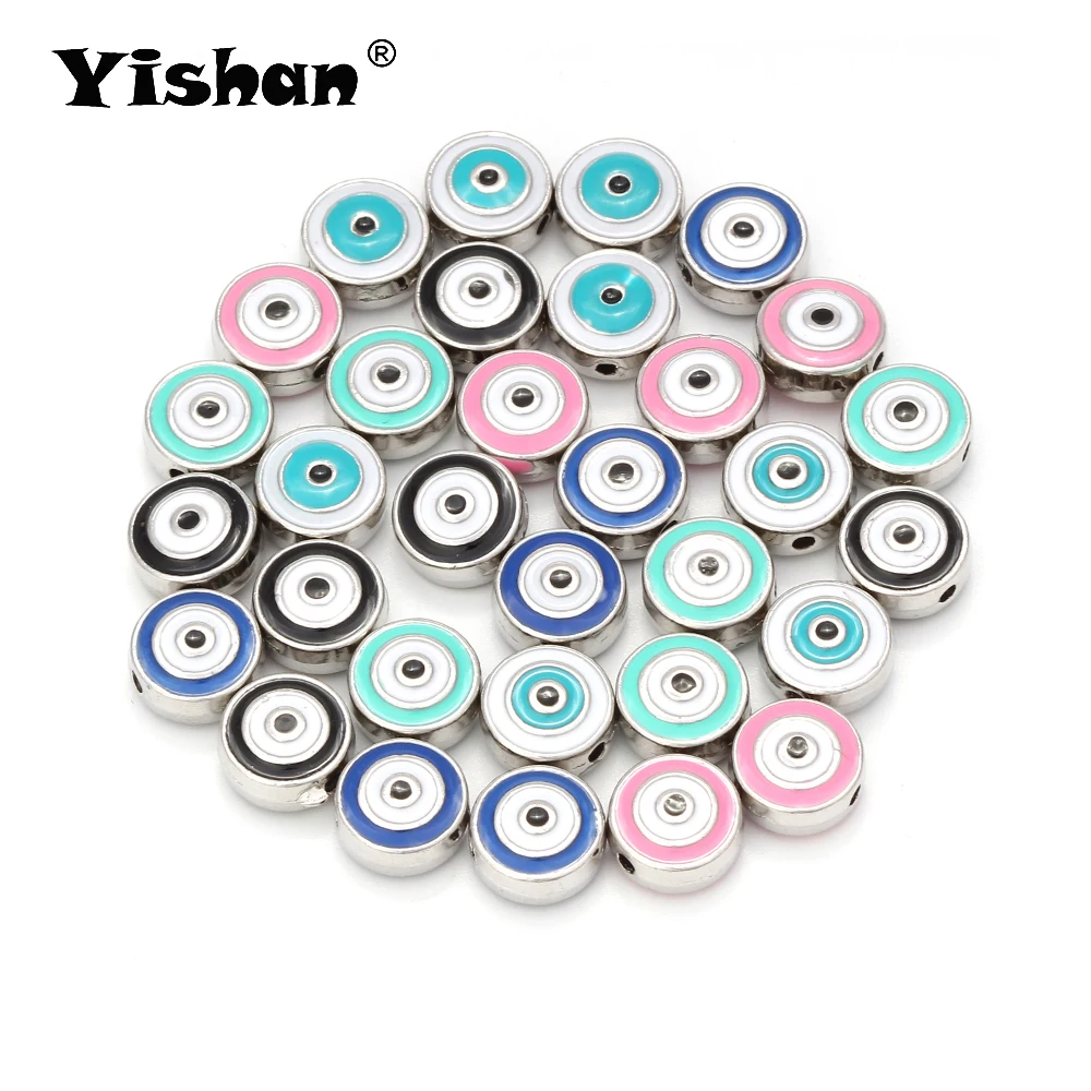 Yishan 5 шт красочные бусины Круглый зловещий сплав глазные полосатая шайба