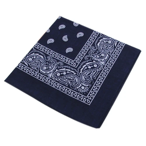 Navy blue Темно-синие квадратные банданы с узором "огурцы" двухсторонняя повязка на голову шарф браслет - Цвет: Navy blue