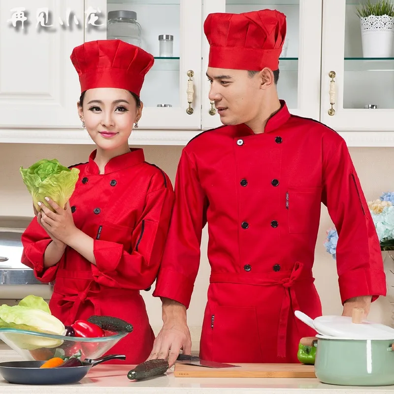 Мужской костюм повара для взрослых Униформа с длинным рукавом Мужская кухонная