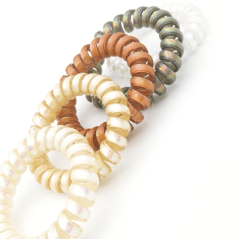 

Lots 5 Pcs Women Girl Size 5.5 CM AB Colorful Hair Bands Elastic Rubber Telephone Wire Ties & Plastic Rope Accessory