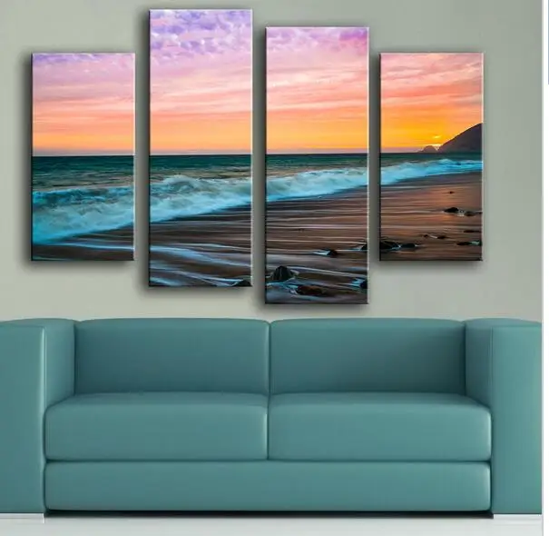 Новый продукт Маслом Настенная живопись закат на море волны Wall Art Для Гостиной