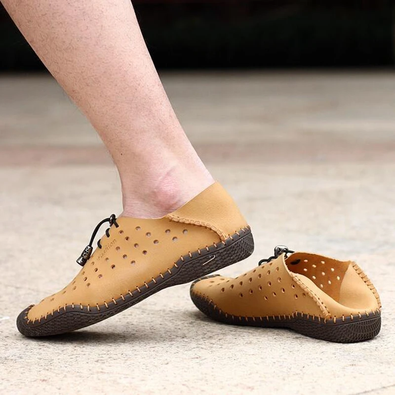 Men Shoes Nice Casual Genuine Leather Sandals Outdoor Breathable Skynet Summer Mesh Soft Zapato P158 | Обувь