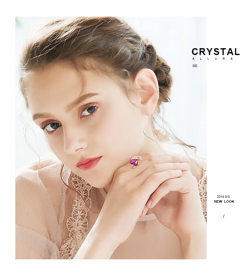 Baffin Модные женские кольца Крылья кристаллы от Swarovski розовое золото цвет палец кольца для девушек вечерние ювелирные изделия кольцо с сердцем красного цвета подарок