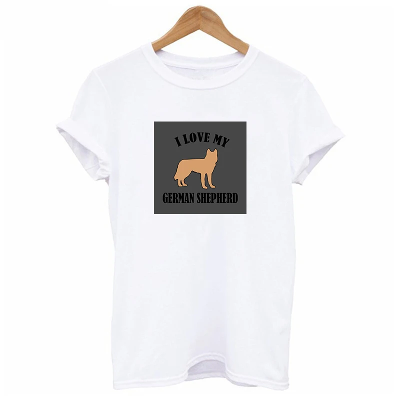 Женская футболка с принтом i love my german shepherd dog Повседневная хлопковая хипстерская
