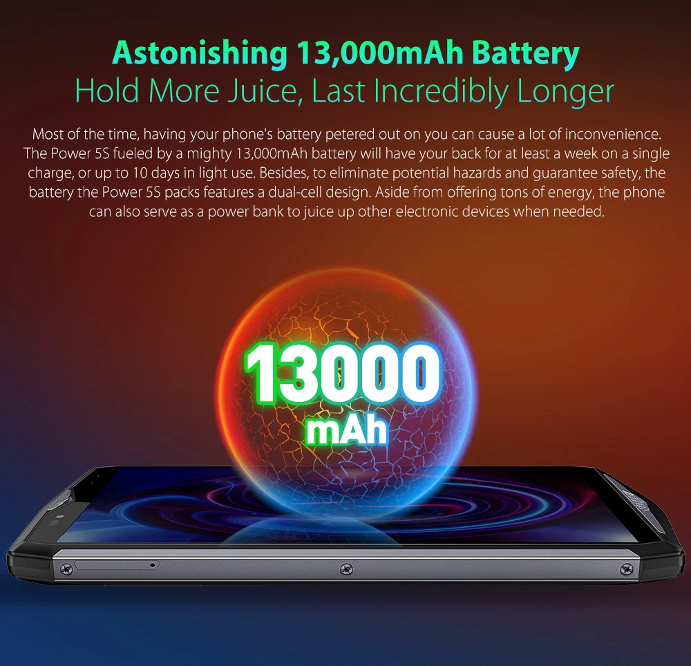 Ulefone power 5s MTK6763 Восьмиядерный мобильный телефон 6 0 дюйма 18:9 4 Гб + 64 21 МП Две задние