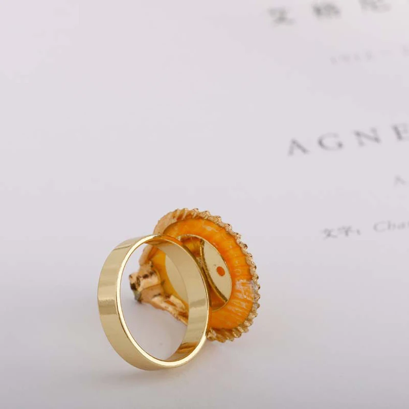 Натуральное желтое кольцо в виде ракушки женское ювелирное изделие большой