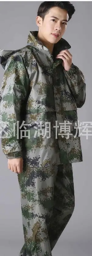 2 sets оптовая Камуфляж двойной мужчины женщины дождя плащ костюмы брюки открытый