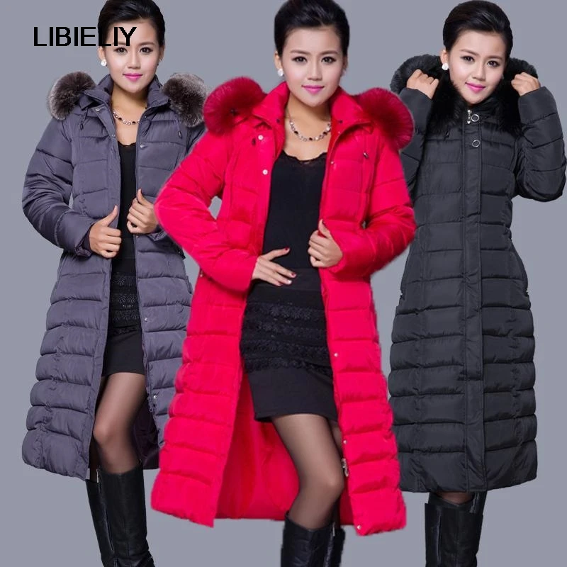 Зимняя женская модная длинная толстая теплая пуховая Хлопчатобумажная Куртка