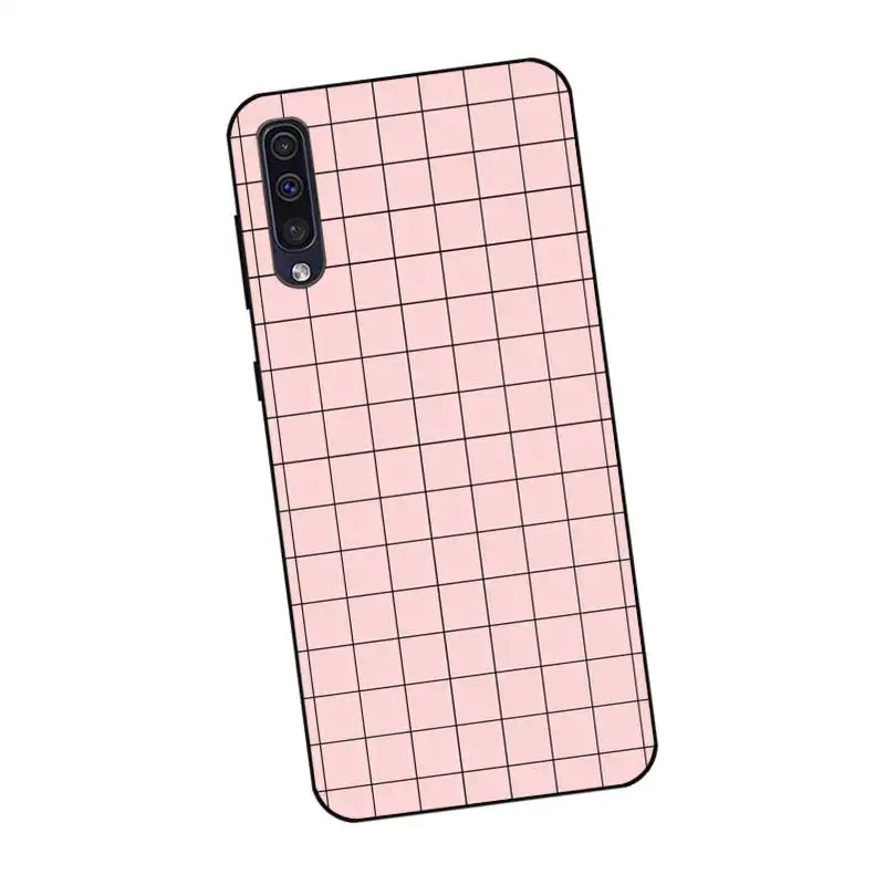 N407 Square Lattice Black Silicone Case For Samsung Galaxy A2 Core A6 A7 A8 A9 A10 A30 A40 A50 A60 A70 A80 A90 5G A20E Plus |