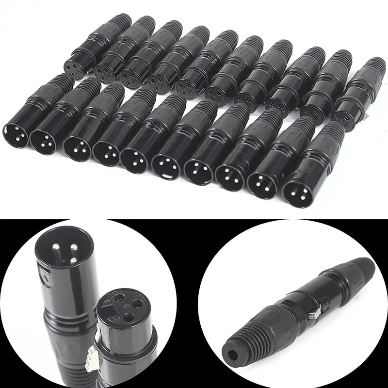 Mayitr 10 пар XLR 3Pin аудио микрофонный кабель Разъем Черный мужской+ Женский микрофонный Штекер кабель подключения XLR адаптер